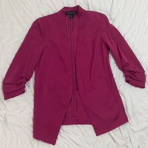 Rachel Zoe Fuchsia Open Front Silky Sheen Blazer